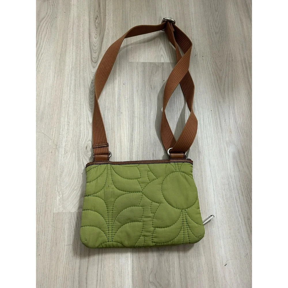 Fossil Key Per Crossbody Purse Olive Green Quilted Purse Adjustable Strap Zipper